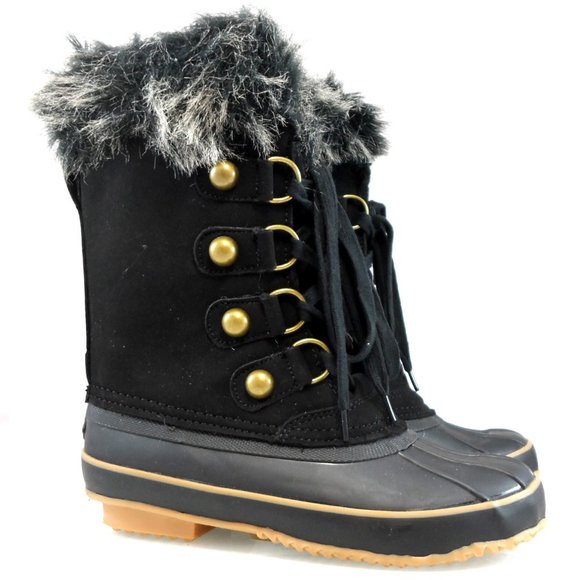 NEW Juicy Couture Waterproof Lace-Up Faux Fur Trim Duck Toe Winter Snow Boot 9 - Picture 2 of 10